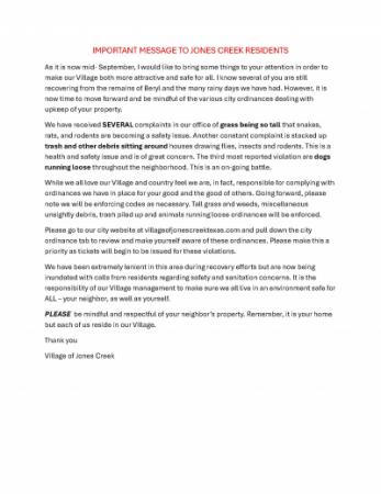 Code Enforcement Update for the upcoming months