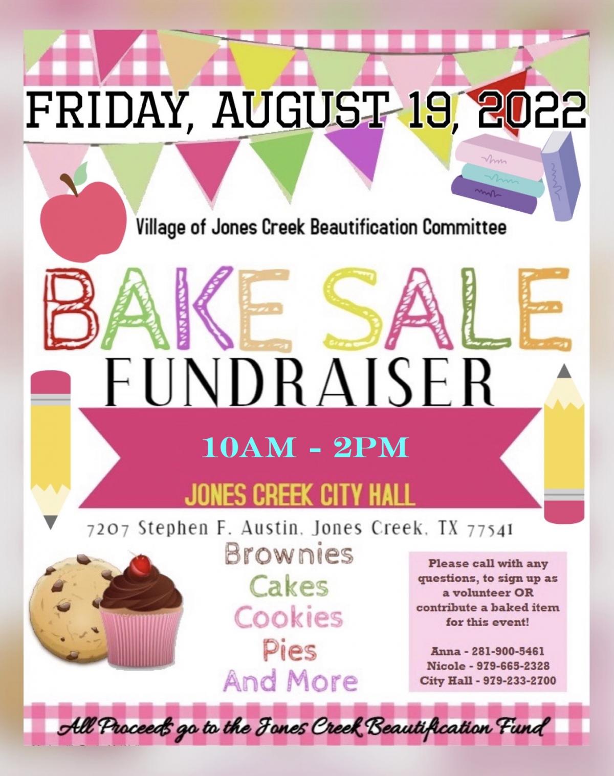 Back to School Bake Sale- Jones Creek 8-19-2022