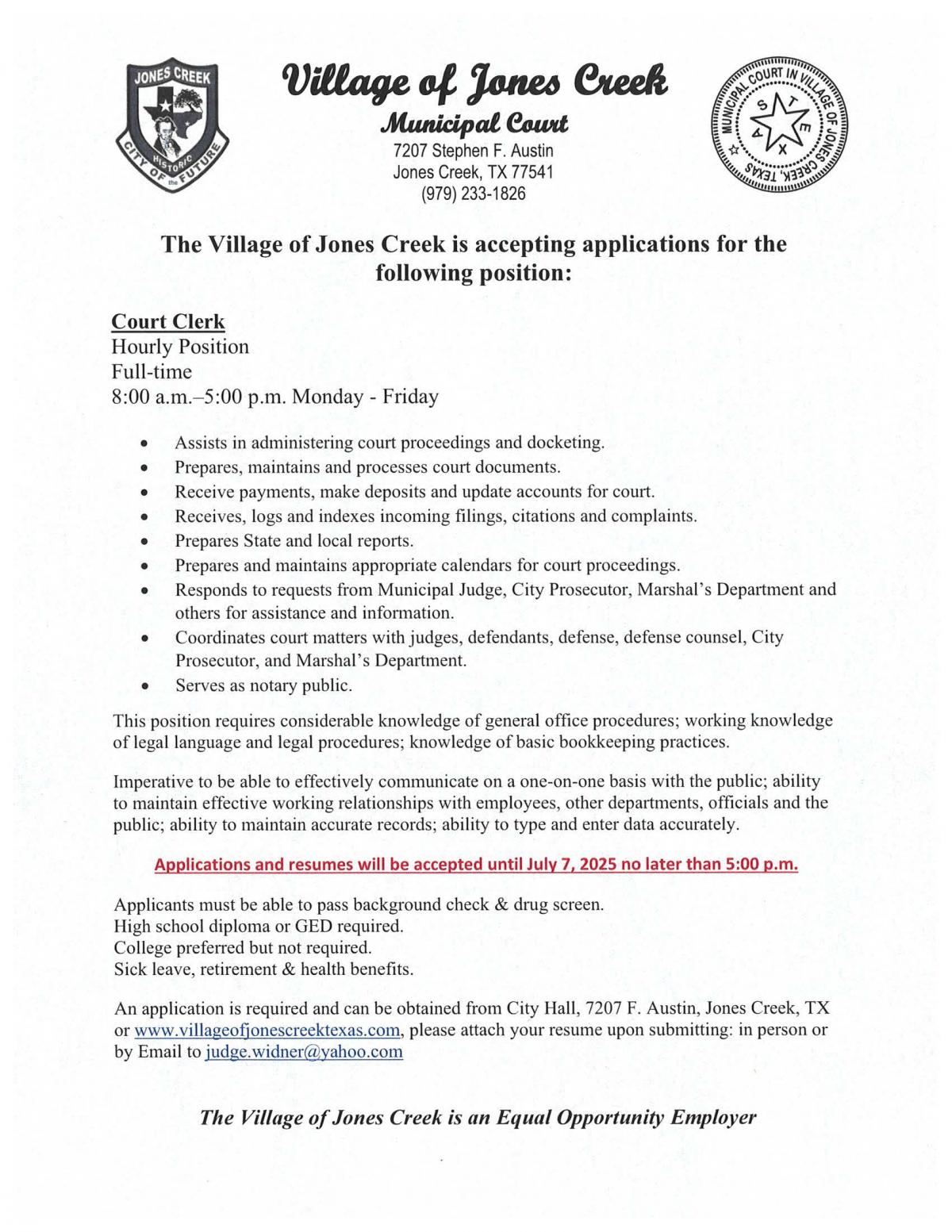 court job opening